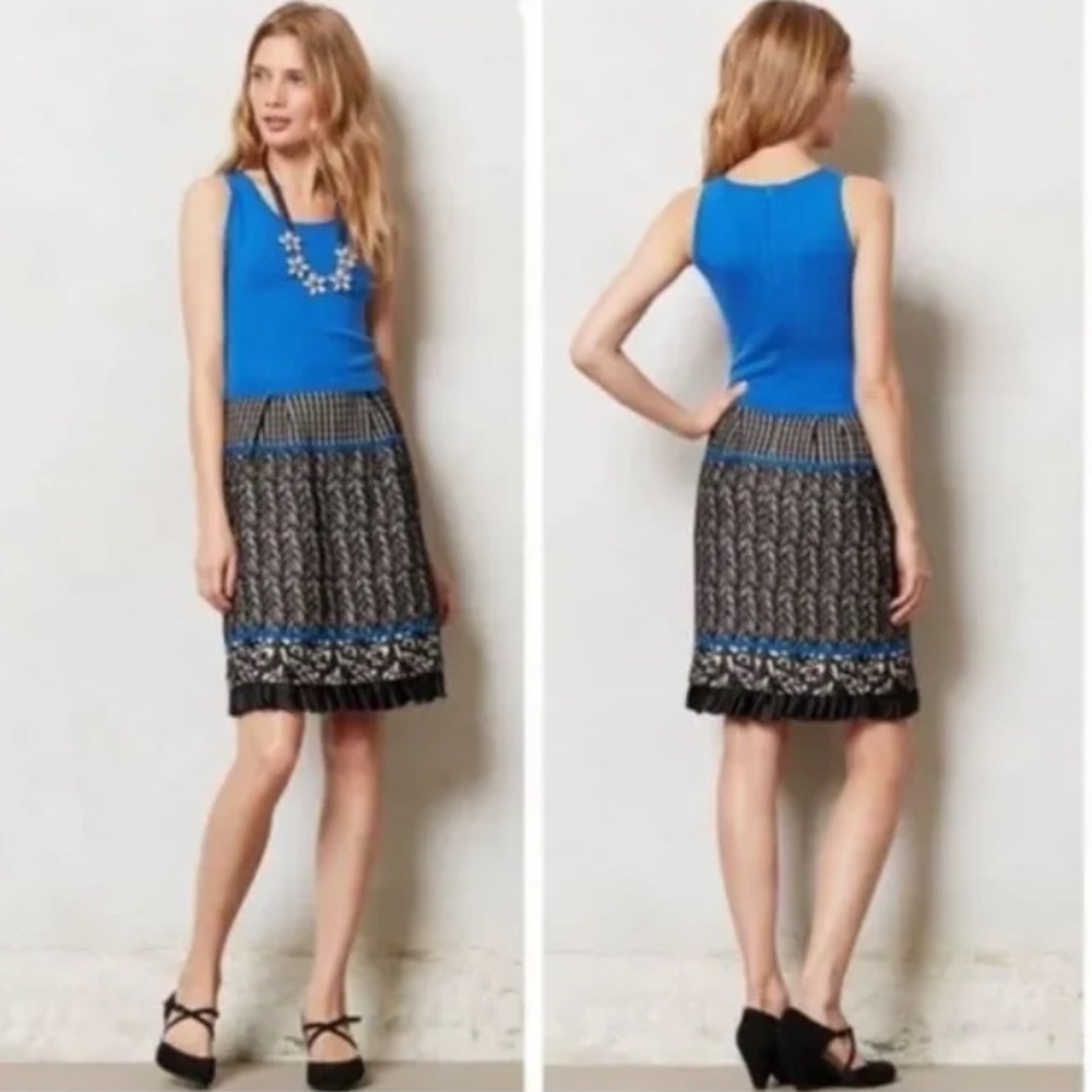 Anthropologie Girls From Savoy Arden Dress Blue Merino Wool Blend Size XS